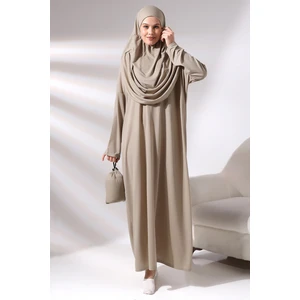 Vizon Kadın Çantalı Pratik Başörtülü Tek Parça Namaz Elbisesi