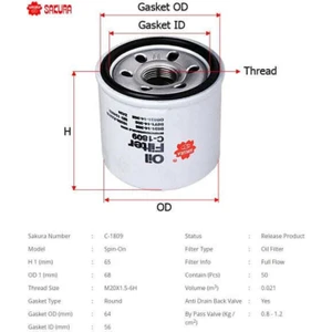 C1809 C1809 Yağ Filtresi 323 90-02 Pride 90- Rio 00-Sephia Shuma 94-