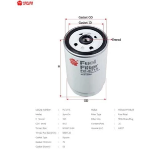 FC5715 FC5715 Mazot Filtresi Accent Admire Accent Iıı Getz Rio Sorento 1.5 Crdı 2.5 Crdı