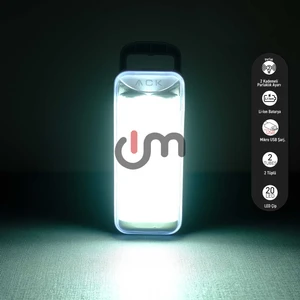 20 LED Şarj Edilebilir Iki Kademeli Işıldak