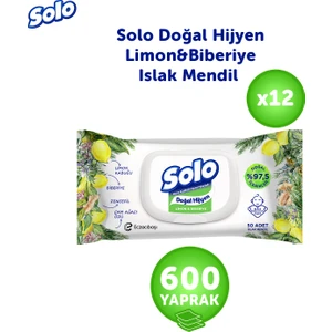 Doğal Hijyen Limon & Biberiye Islak Mendil 12'li 600 Yaprak