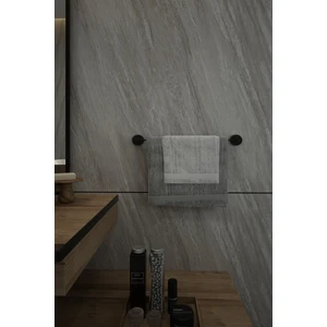 Alper Banyo Lotus Siyah Düz Uzun Havluluk Asacağı Havlu Askısı 40 cm İster Yapıştır İster Montajla