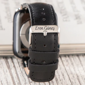 Apple Watch Deri Kordon 42MM 44MM 45MM 49MM 3 / 4 / 5 / 6 / Se / 7 / 8 / 9 Ultra Ultra 2 Deri Kayış Siyah