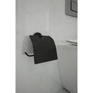 Alper Banyo Lotus Siyah Kapaklı Tuvalet Kağıdı Asacağı, Wc Tuvalet Kağıtlığı, İster Yapıştır İster Montajla