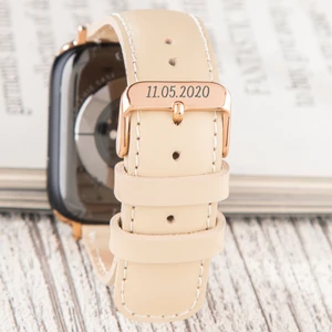 Apple Watch Deri Kordon 42MM 44MM 45MM 49MM 3 / 4 / 5 / 6 / Se / 7 / 8 / 9 Ultra Ultra 2 Deri Kayış Bej
