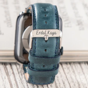 Apple Watch Deri Kordon 42MM 44MM 45MM 49MM 3 / 4 / 5 / 6 / Se / 7 / 8 / 9 Ultra Ultra 2 Mavi Deri Kayış