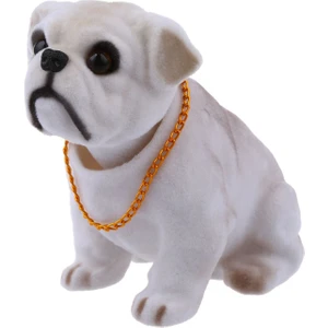 Beyaz Açık Gri Araba Için Kafa Sallayan Bulldog Köpek Dekorasyonu Sallayarak (Yurt Dışından)
