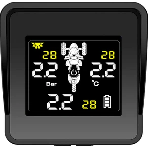 Güneş Kablosuz Lastik Basıncı Izleme Sistemi Motosiklet Tpms Lastik Basıncı Monitörü LCD Ekran 3 Harici Sensörler (Yurt Dışından)