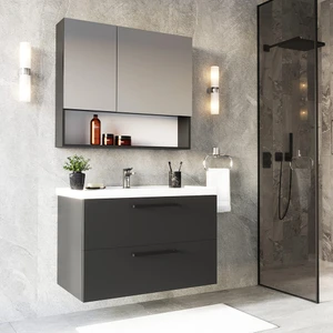 Teta Home Batum 80 Cm Antrasit MDF Banyo Dolabı Seti