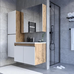 Teta Home Tokyo 80 Cm Atlantik Çam-Beyaz Mdf Banyo Dolabı Seti +Boy Dolabı