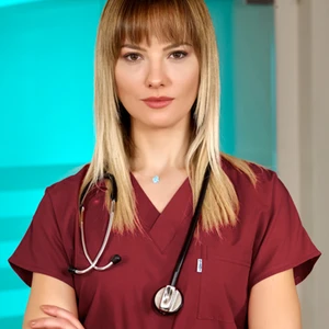 Çizgi Medikal Bordo Doktor Hemşire Forması Medikal Forma Cerrahi Takım Ince Kumaş