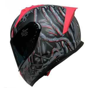 Mts M-801-SNAKE Dreka Mat Siyah-Kırmızı Güneş Vizörlü Kask
