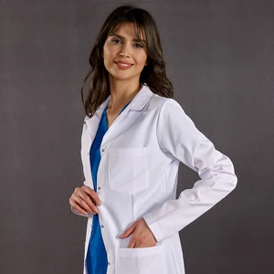 Çizgi Medikal Kadın Klasik Yaka Doktor Önlüğü Hemşire Eczacı Öğretmen Labaratuvar Alpaka Kumaş