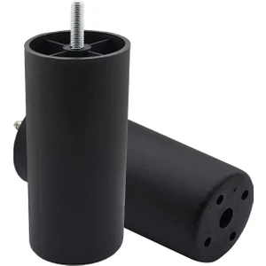 Sabit 12 cm Mobilya Baza Koltuk Puf Ayak Silindir Kanepe Destek Ayağı Siyah İnce Diş M8 (4 Adet)