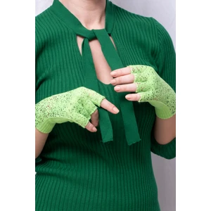 Parlak Baskılı Kadın Eldiven - Yeşil - PS3123