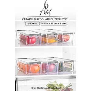 Kitchen Life 6'lı Kilitli Kapaklı Buzdolabı Düzenleyici - Dolap Içi Düzenleyici -Saklama Kutusu 3500 ml