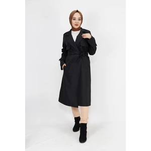 Bycoolest Butik 11010 Bycoolest Butik Kumaş Beli Bağlamalı Orta Boy Trençkot