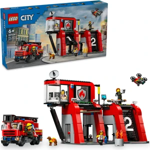 LEGO® City İtfaiye Kamyonlu İtfaiye Merkezi 60414 - 6 Yaş & Üzeri Çocuklar için Yaratıcı Oyuncak Yapım Seti (843 Parça)