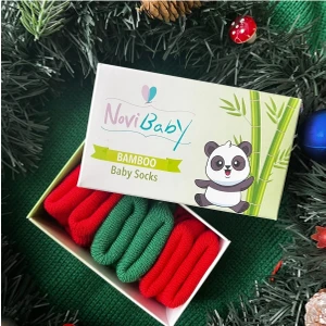 3'Lü Bambu Yenidoğan Bebek Çorap Christmas