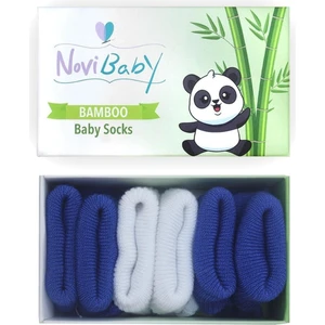 3'Lü Bambu Yenidoğan Bebek Çorap White Blue