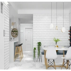 50X70CM Beyaz 3D Dekoratif Kendinden Yapışkanlı 3D Esnek Duvar Kağıdı Kaplama Paneli Estetik Köpük