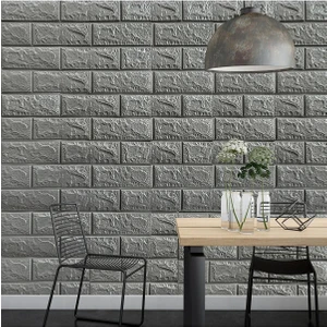 50x30 Cm 0,17 M² Kendinden Yapışkanlı Duvar Kağıdı Esnek Köpük Paneli 3d Boyutlu Tuğla Desen Antrasit