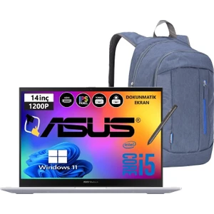 Vivobook S 14 Flip TP3402VA-LZ187W Intel Core I5-1335U 16GB Ram 2tb SSD 14'' IPS Dokunmatik Kalemli W11 Home Taşınabilir Bilgisayar Snertech Çanta Hediye