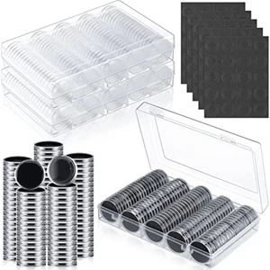300 Adet 30 mm Madeni Para Kapsülleri Siyah Korumalı Conta Köpüğü ile 5 Boyut (17/19/21.5/25/27/30MM) Madeni Para Tutucu Kılıf (Yurt Dışından)