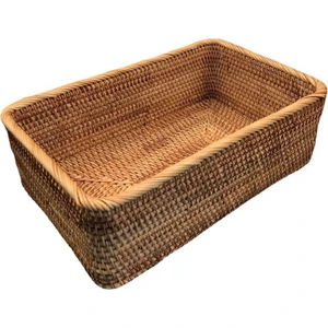 El Dokuma Rattan Hasır Sepet Meyve Çayı Aperatif Ekmek Sepeti Kozmetik Dikdörtgen Saklama Kutusu Ev Mutfak Malzemeleri M (Yurt Dışından)