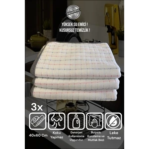 ( 3 Adet) Profesyonel Mikrofiber Sihirli Bulaşık Kurulama Durulama Temizlik Bezi 40*60