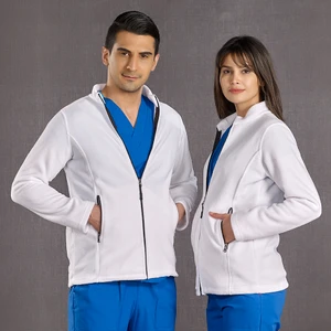 Çizgi Medikal Beyaz Polar Ceket Hastane Beyaz Doktor Hemşire Kışlık Ceket