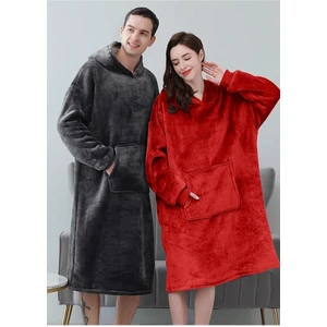 2 Li Wellsoft Kapşonlu Giyilebilir Tv Battaniyesi Unisex Over Size