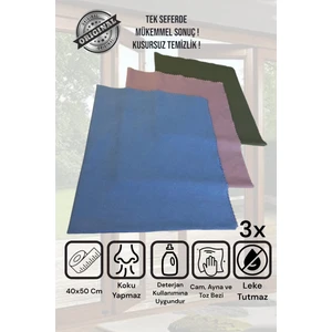 ( 3 Adet ) Mikrofiber Sihirli Cam ve Ayna Temizlik Bezi 40*50