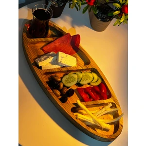 Ata Wood Oval Ahşap Bölmeli Kahvaltılık-Sunumluk-Sunum Tepsisi-Çerezlik-Servis Tabağı