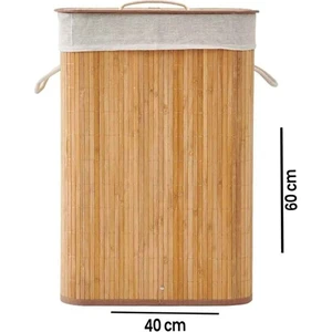Bambu Dikdörtgen Çamaşır Sepeti - 60 Lt