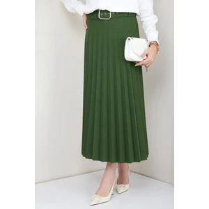 Hafsa Mina Kemerli Piliseli Etek Yeşil HM2104