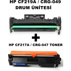 Photo Print Pp Hp Laserjet Pro CF217A / 17A / CRG-047 Çipli Ithal Muadil Siyah Toner  1.600 Sayfa + Hp CF219A / CRG-049 Muadil Drum Ünitesi 12.000 Sayfa 2 Li Set
