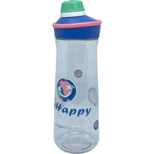 650ML Döndürülerek Açılan Rahat Kapaklı Kulplu Desenli Gövde Polikarbon Su Matarası