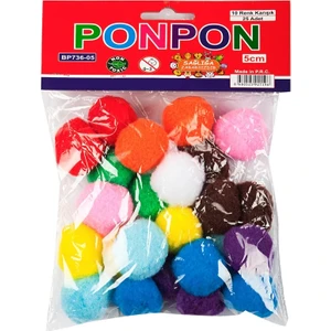 Renkli Ponpon 5 cm 10 Renk / 25'li Poşet