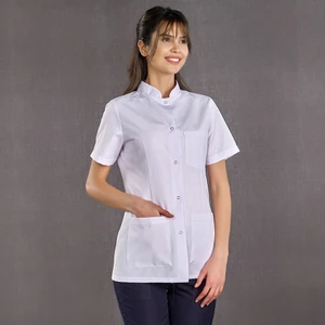 Çizgi Medikal Kadın Hakim Yaka Kısa Kol Kısa Önlük Hemşire Eczacı Öğretmen Doktor Alpaka Kumaş