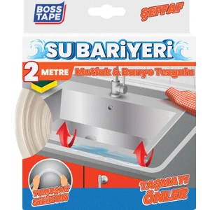Boss Tape Mutfak Banyo Tezgahı Su Kesici Yapışkanlı Bariyer 2 Metre Şeffaf