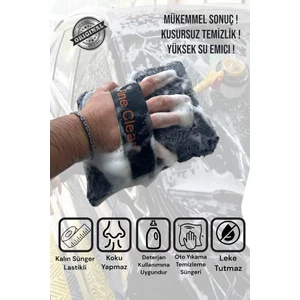 Lastikli Mikrofiber Kaplı Oto Yıkama Temizleme Süngeri Ekstra Köpürtme Yüksek Emici Araba Süngeri