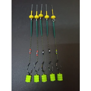 Sazan Rig Takımı 5 Takım Küspe Aparatı Dahil Uv Yeşil 3 Mısırlı 5 Takım