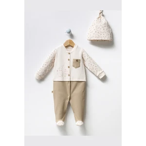 By Bubbles Fil Desenli Patikli Fitilli Kumaş Erkek Bebek Tulum