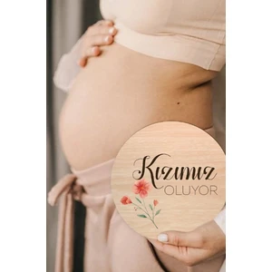 Ceo Design Hamile Fotoğraf Çekim Anı Kartı Kızımız Oluyor 16,5 cm Çapında Ahşap Anı Kartı