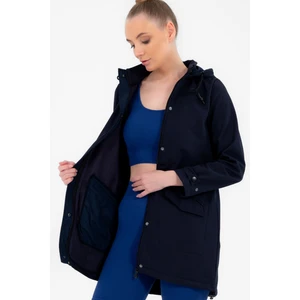 Lacivert Çıkarılabilir Kapüşonlu 2 Cepli Su Ve Rüzgar Geçirmez Kadın Softshell Mont 6331