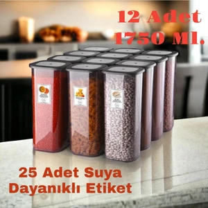 NY Home Etiketli 12 Adet 1750 ml Antrasit Ekonomik Kırılmaz Saklama Kabı