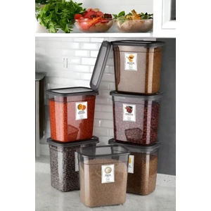 NY Home Ekonomik 6 Adet Jumbo Boy Dikdörtgen Saklama Kabı 2000 ml Antrasit