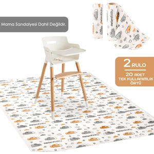 Meleni Baby 2'li Paket 20 Adet Kullan At Aktivite Örtüsü - Mama Sandalyesi Altı Bebek Ek Gıda Örtüsü Alt Açma