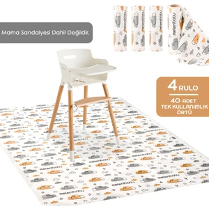 Meleni Baby 4'lü Paket 40 Adet Kullan At Aktivite Örtüsü - Mama Sandalyesi Altı Bebek Ek Gıda Örtüsü Alt Açma